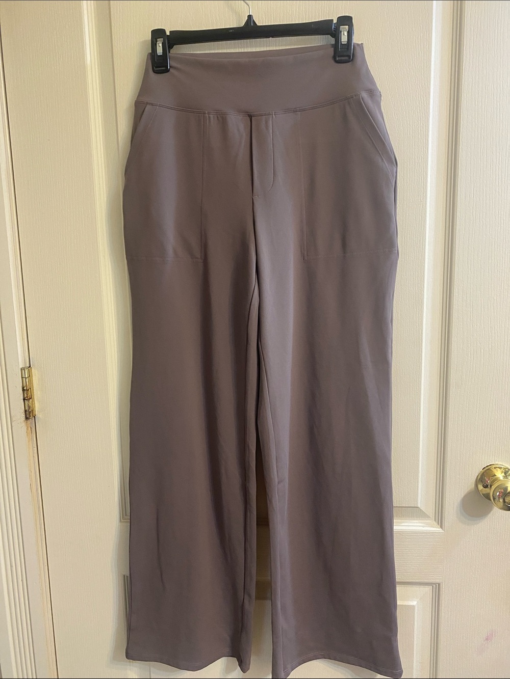 High-Rise Wide-Leg Pull-On Pants in Taupe